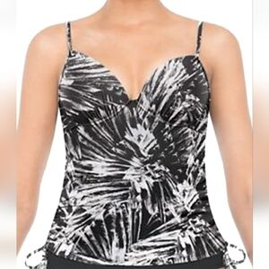 Assets Spanx Swimwear Push Up Underwire Tankini Top with Ruched Sides M